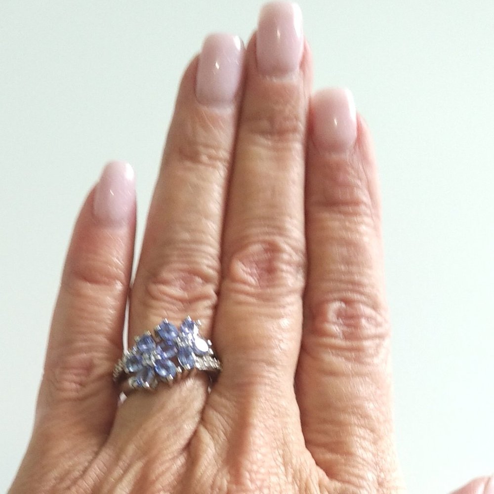 Genuine Blue Tanzanite 925 Silver Ring - Picture 4 of 8